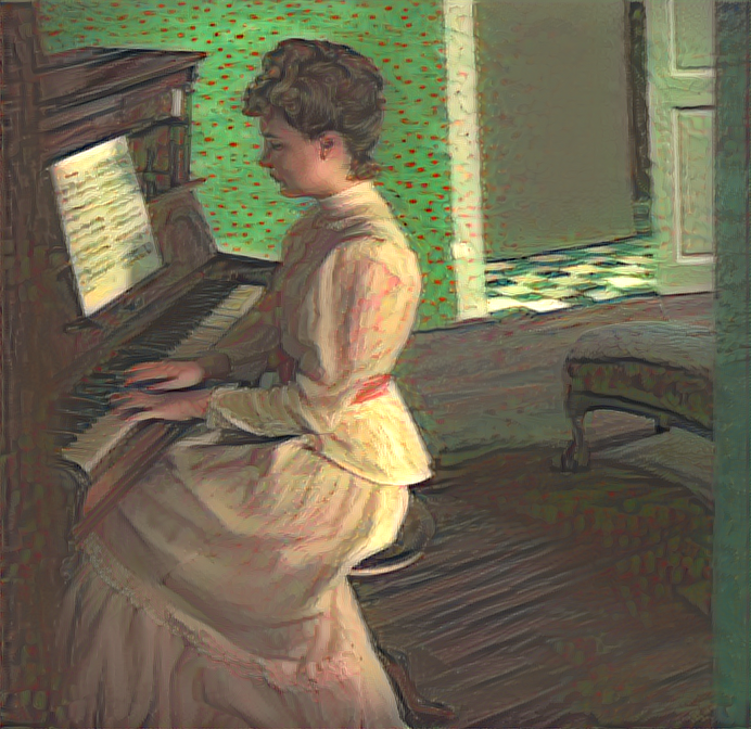Result: Marguerite Gachet at the Piano, Neural Style Transfer.