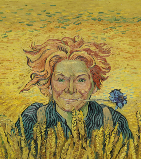Artist's reinterpretation of a Young Man with Cornflower. Copyright © 2013-2019 Loving Vincent (http://lovingvincent.com). Fair Use